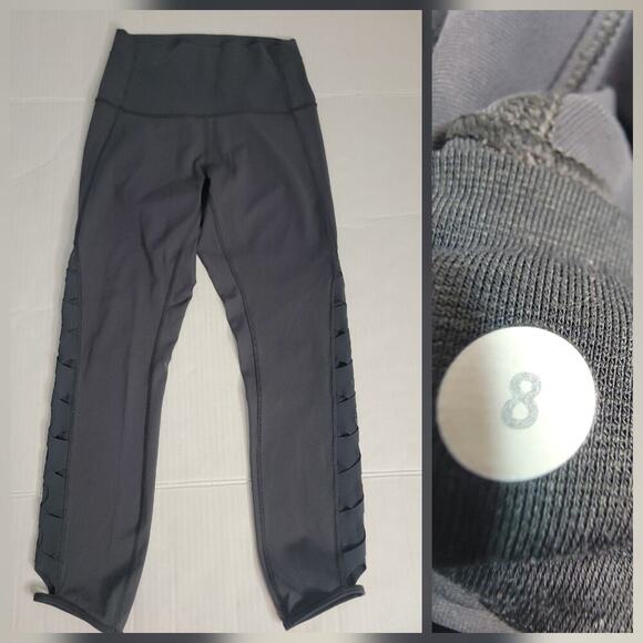 lululemon athletica Pants - Lululemon Leggings Womens 8 Braid Side Mesh Lasercut High Rise Gray